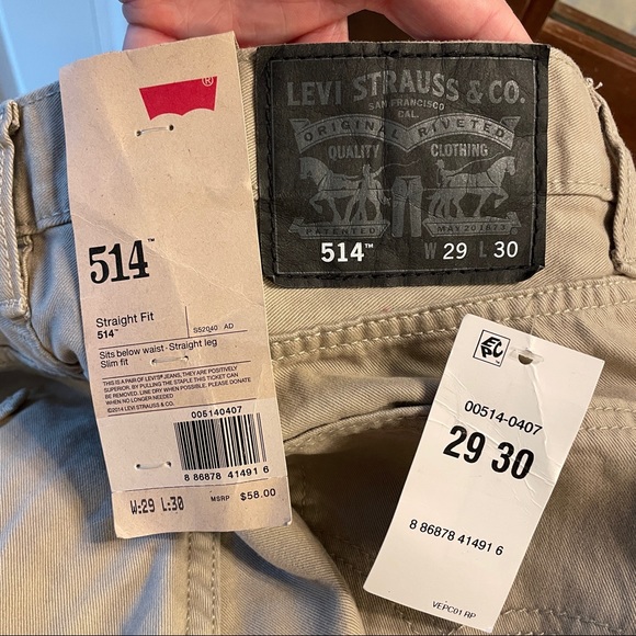 NWT Levi’s 514 khakis straight leg jeans 29 x 30 - Picture 5 of 9